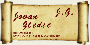 Jovan Gledić vizit kartica